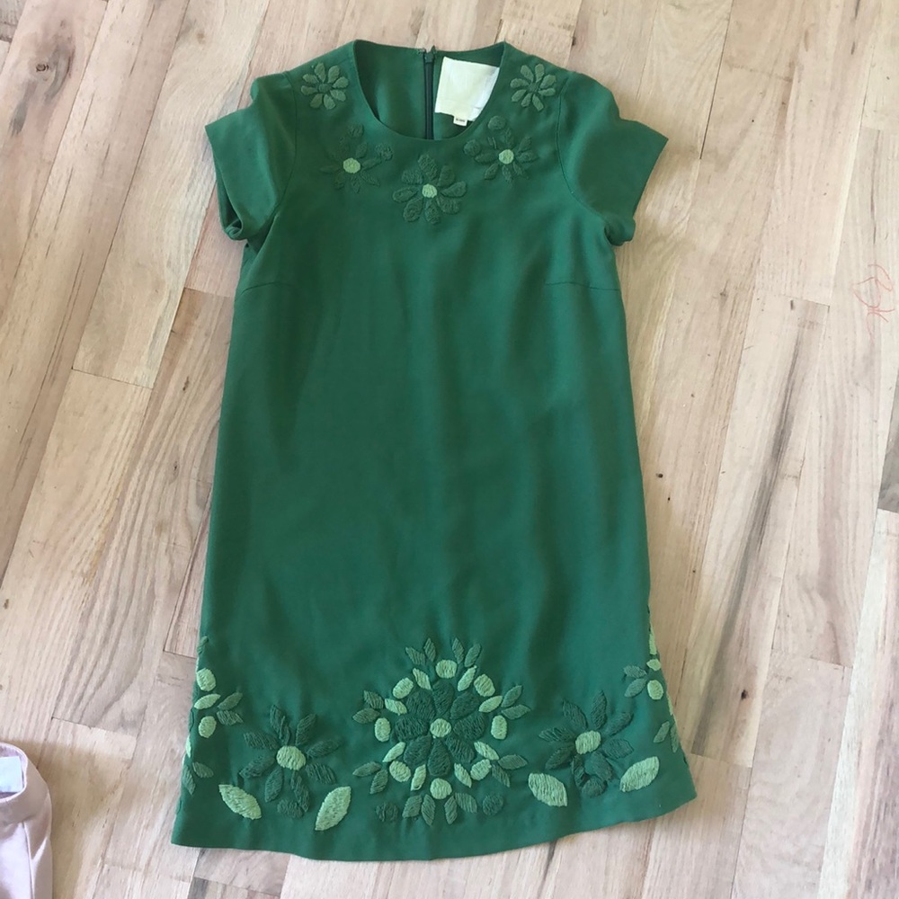 Retro floral green shirt dress!